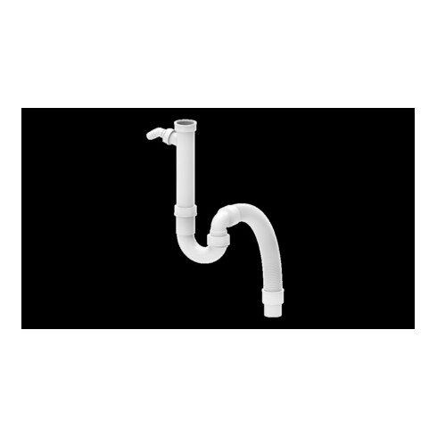 KIRCHHOFF KS Siphon tubulaire flexible pour évier, blanc, 1 1/2"IG x DN 40/50 mm, avec 3/4