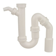 KIRCHHOFF KS Siphon tubulaire pour évier blanc, 1 1/2"IG x DN 40/50 mm, avec raccord appareil 3/4"