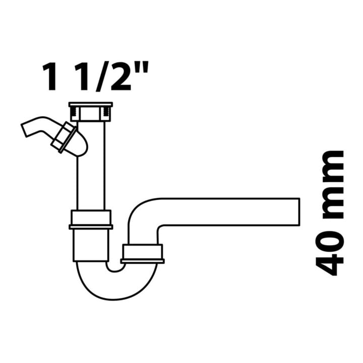 KIRCHHOFF KS Spültisch-Röhrensiphon Weiß, 1 1/2"IG x 40 mm, mit 3/4" Geräteanschluss