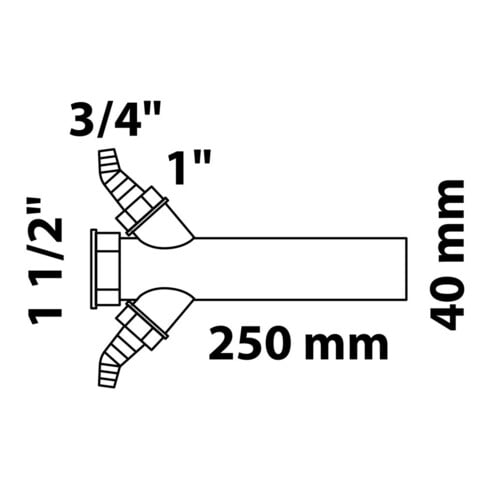 KIRCHHOFF KS Tube plongeant, blanc, 1 1/2"F x 250 mm, pour siphon DN40 mm, avec 3/4