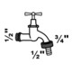 KIRCHHOFF MS Auslaufventil Knebelgriff,Chrom matt, 1/2"AG x 3/4"AG x 1/2"T-3