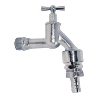 KIRCHHOFF MS Auslaufventil Knebelgriff,Chrom matt, 1/2"AG x 3/4"AG x 1/2"T, Rohrbelüf.