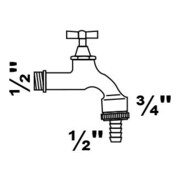 KIRCHHOFF MS Auslaufventil Knebelgriff,Chrom matt, 1/2"AG x 3/4"AG x 1/2"T, Rohrbelüf.-3