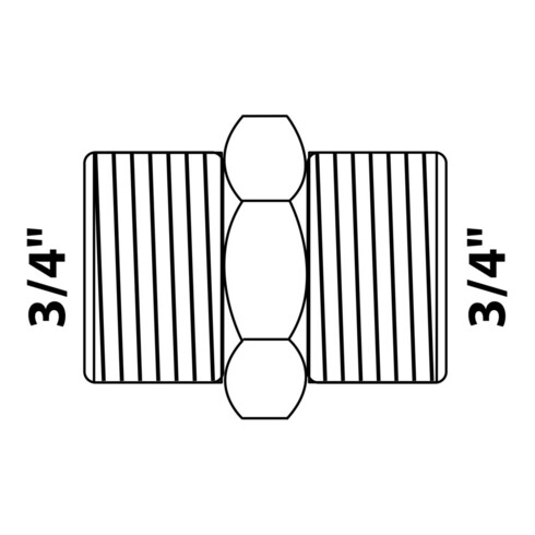 KIRCHHOFF MS Doppelnippel, blank, 3/4"AG