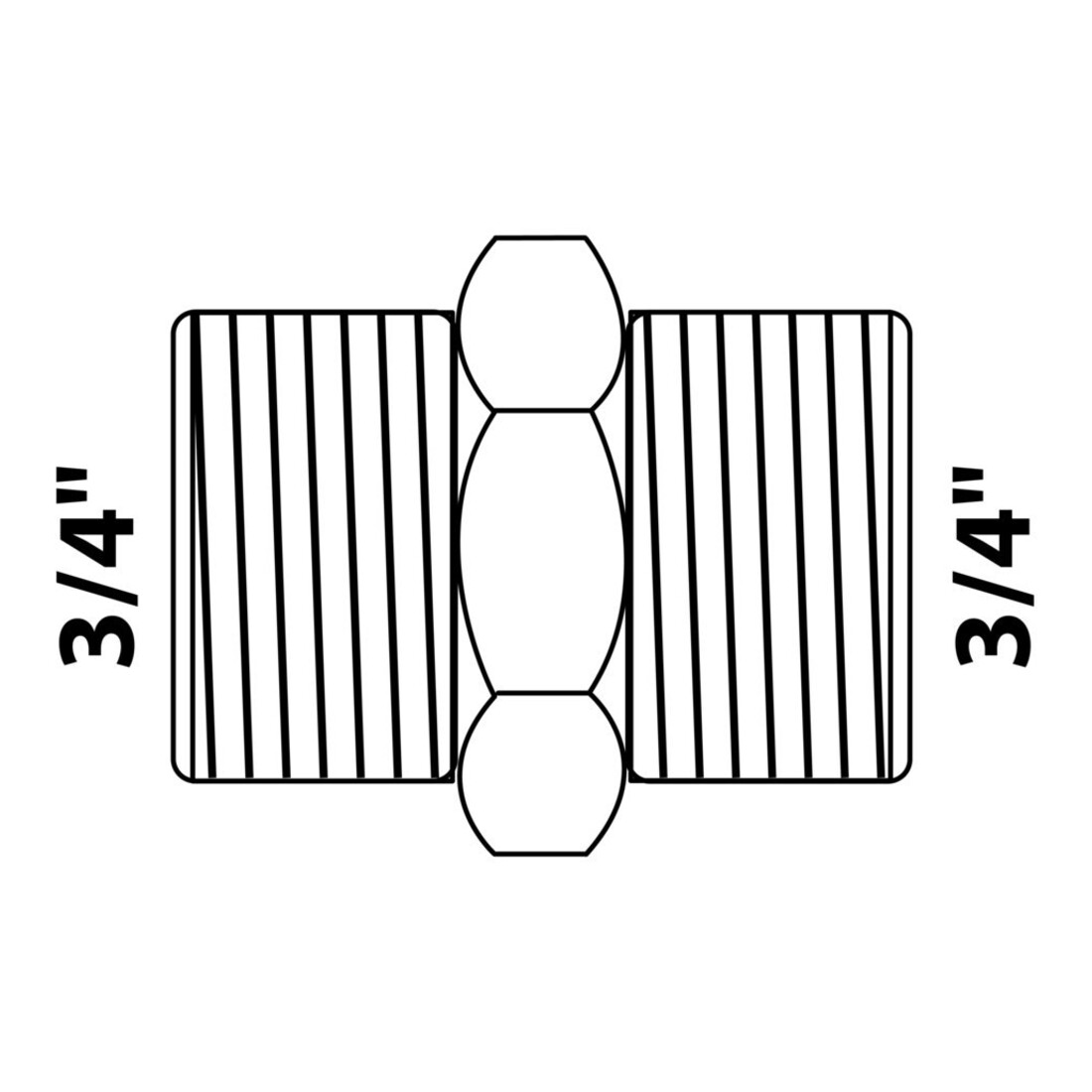 KIRCHHOFF MS Doppelnippel, blank, 3/4"AG