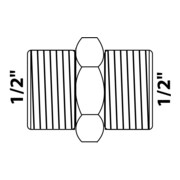 KIRCHHOFF MS Doppelnippel, Chrom, 1/2"AG-3