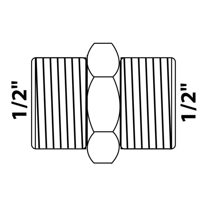 KIRCHHOFF MS Doppelnippel, Chrom, 1/2"AG