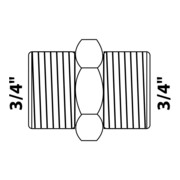 KIRCHHOFF MS Double Raccord, brut, 3/4"AG-3