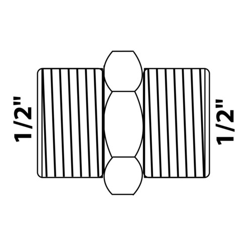 KIRCHHOFF MS Double raccord, chrome, 1/2"AG