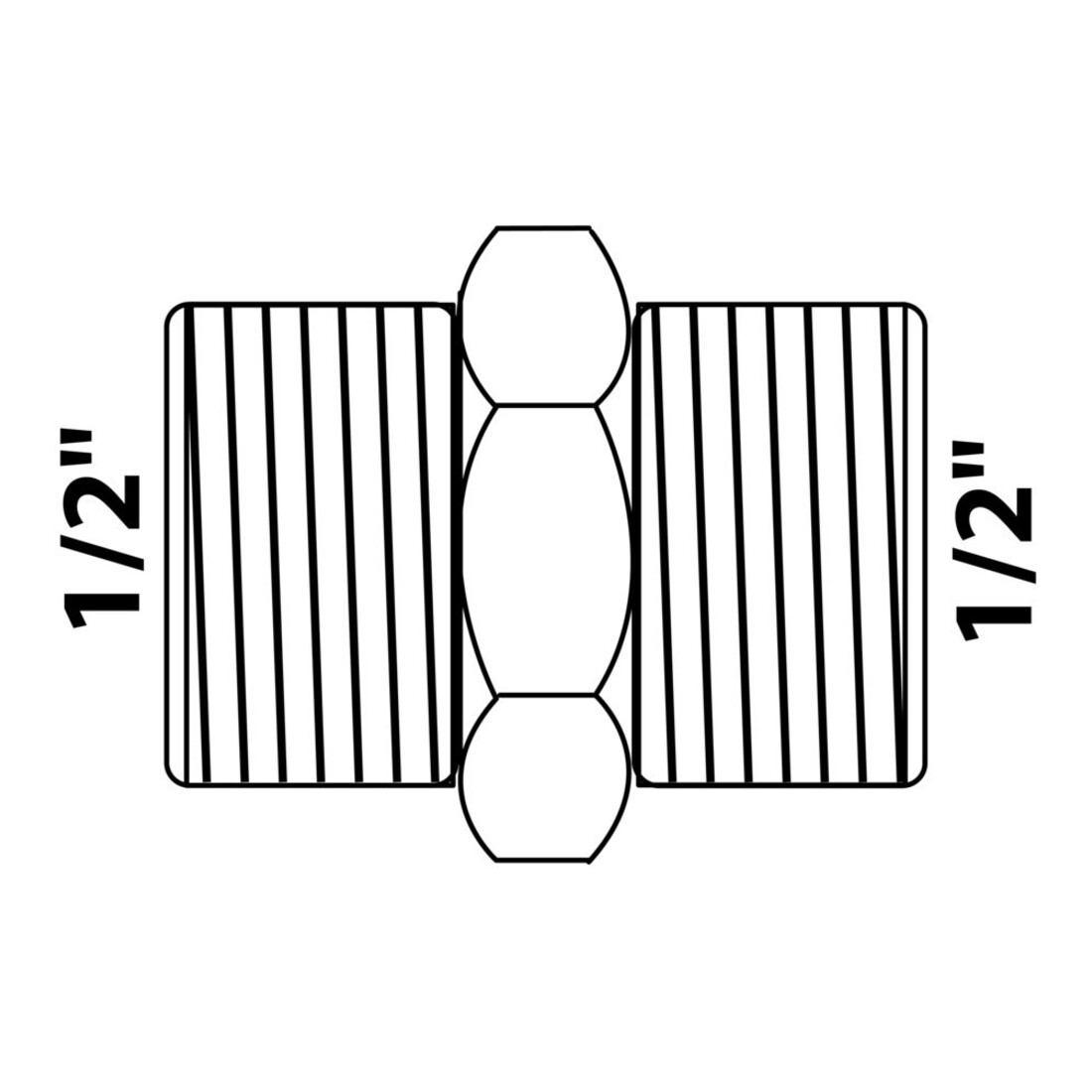 KIRCHHOFF MS Double raccord, chrome, 1/2"AG