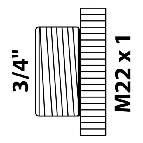 KIRCHHOFF MS Raccord de transition, chrome 3/4"AG x M22IG