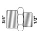 KIRCHHOFF MS Reduzier-Doppelnippel, Chrom, 3/4"AG x 1/2"AG-3