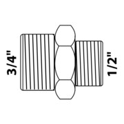 KIRCHHOFF MS Reduzier-Doppelnippel, Chrom, 3/4"AG x 1/2"AG-3
