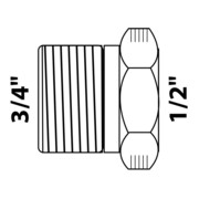 KIRCHHOFF MS Reduzierstück, Chrom, 3/4"AG x 1/2"IG-3