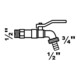 KIRCHHOFF MS Robinet à bille, nickelé, 1/2"AG x 3/4"AG x 1/2"T-3