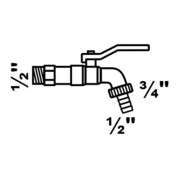 KIRCHHOFF MS Robinet à bille, nickelé, 1/2"AG x 3/4"AG x 1/2"T-3