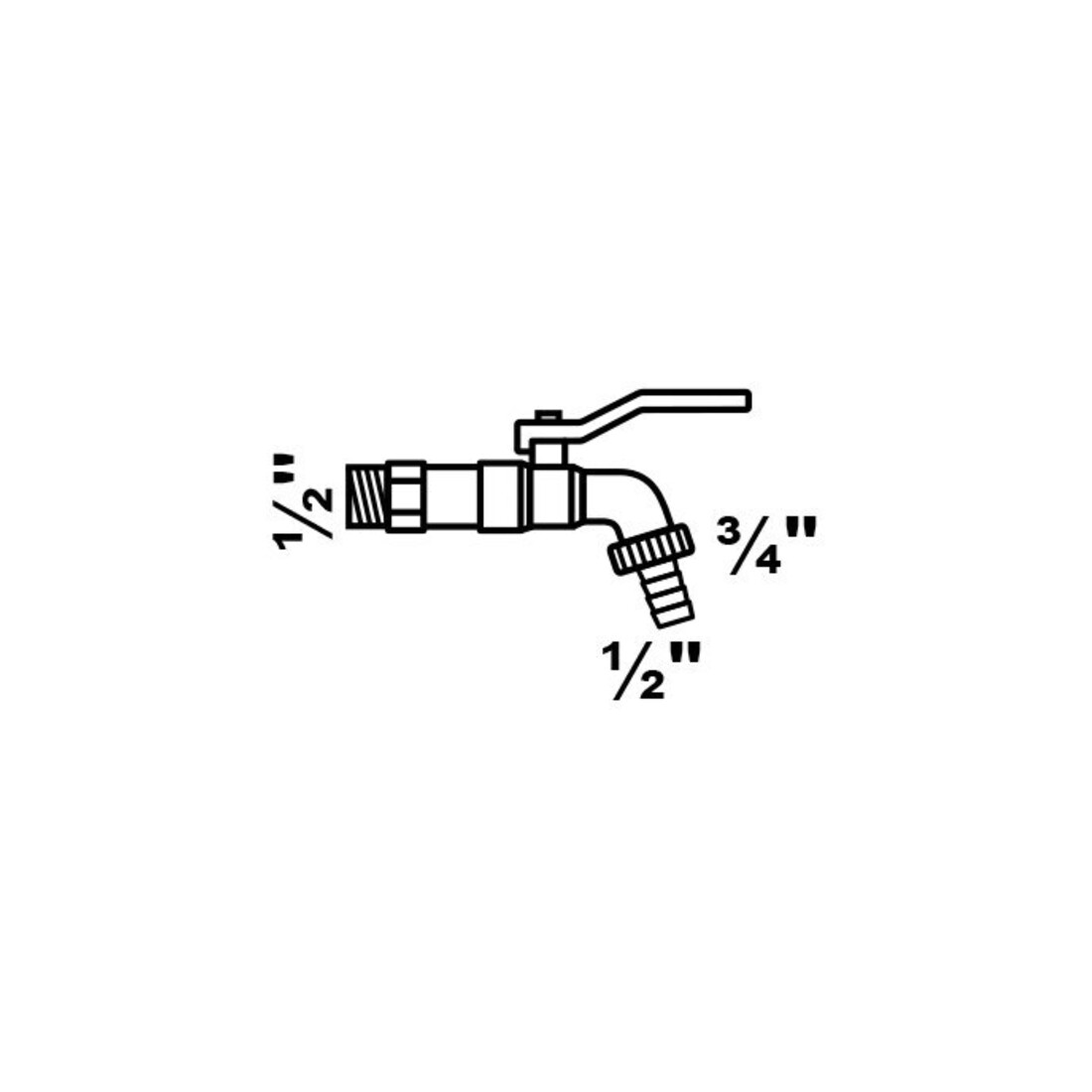 KIRCHHOFF MS Robinet à bille, nickelé, 1/2"AG x 3/4"AG x 1/2"T