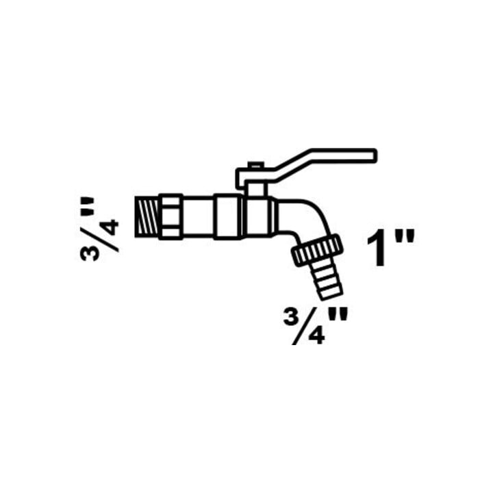 KIRCHHOFF MS Robinet à bille, nickelé, 3/4"AG x 1"AG x 3/4"T