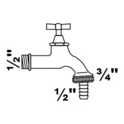 KIRCHHOFF MS Robinet de sortie à bouton, chrome, 1/2"AG x 3/4"AG x 1/2"P-3