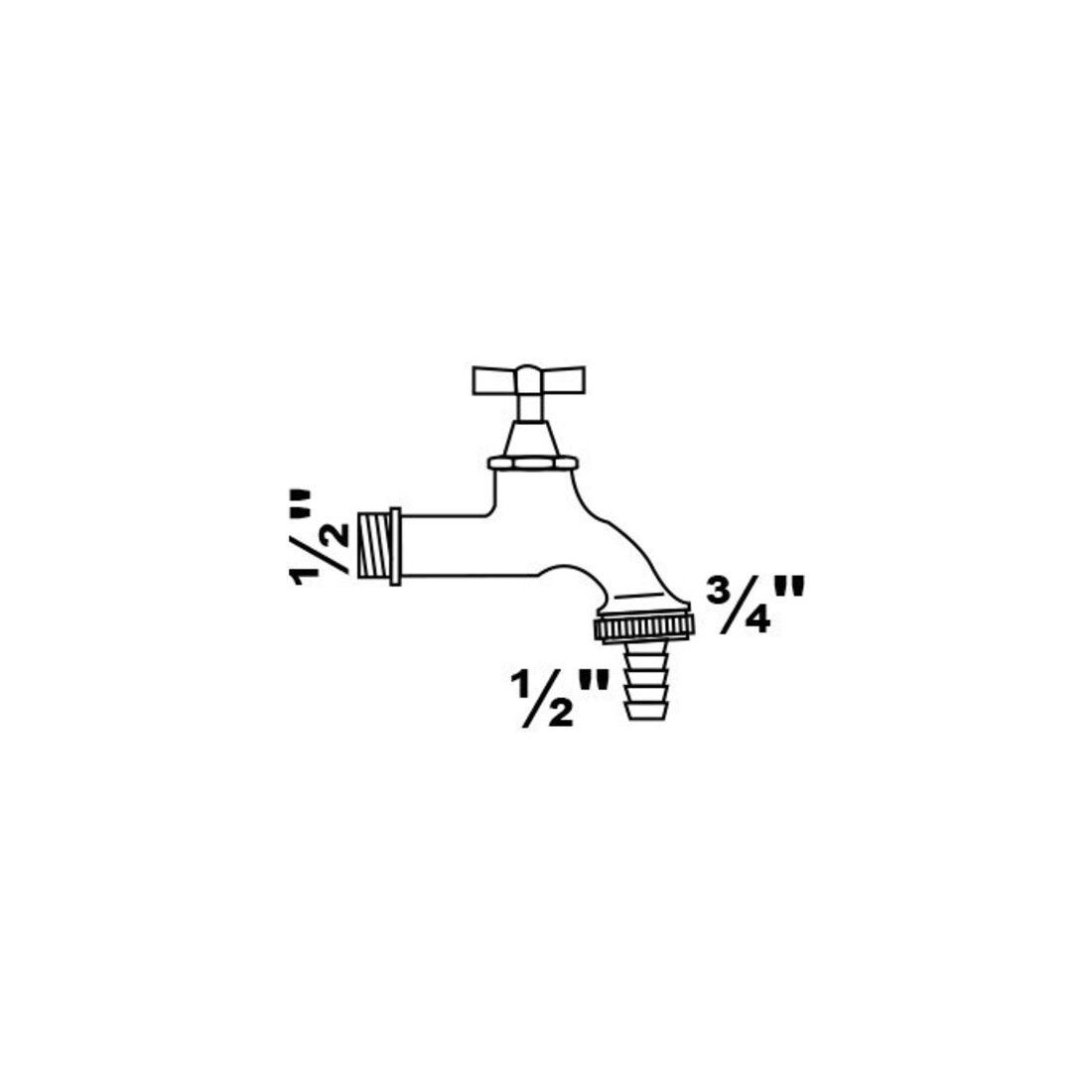 KIRCHHOFF MS Robinet de sortie à bouton, chrome, 1/2"AG x 3/4"AG x 1/2"P
