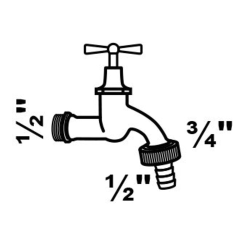 KIRCHHOFF MS Robinet de sortie à volant, chrome mat, 1/2"AG x 3/4"AG x 1/2"T