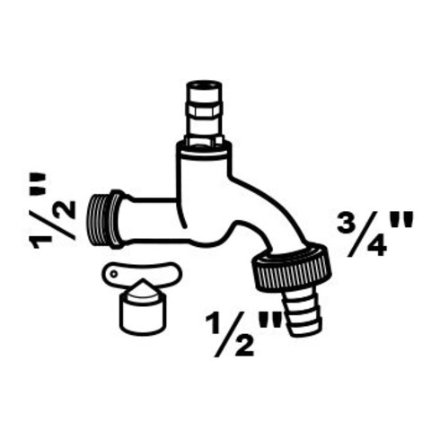 KIRCHHOFF MS Robinet de sortie clé, chrome, 1/2"AG x 3/4"AG x 1/2"T