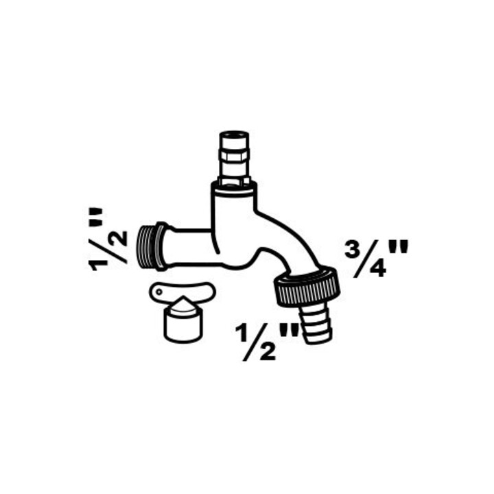 KIRCHHOFF MS Robinet de sortie clé, chrome, 1/2"AG x 3/4"AG x 1/2"T