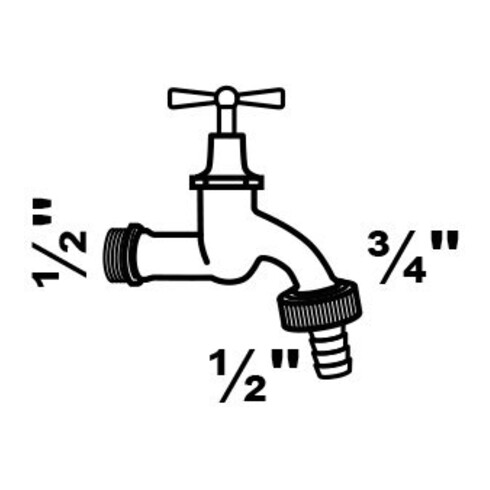 KIRCHHOFF MS Robinet de vidange à manette, mat brut, 1/2"AG x 3/4"AG x 1/2"P