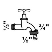 KIRCHHOFF MS Robinet de vidange à manette, mat brut, 1/2"AG x 3/4"AG x 1/2"P-3