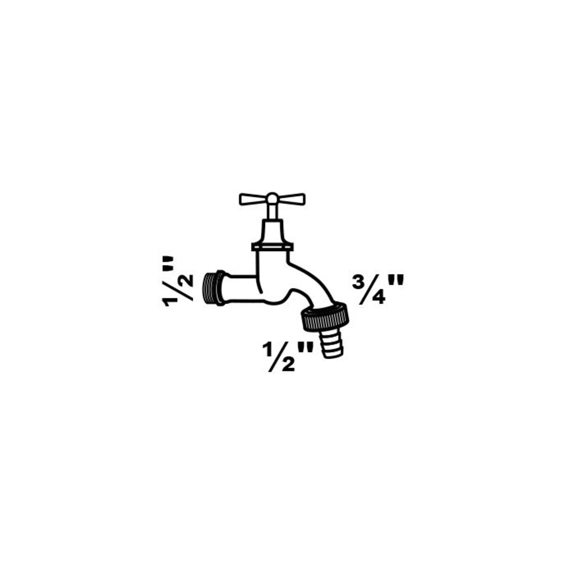 KIRCHHOFF MS Robinet de vidange à manette, mat brut, 1/2"AG x 3/4"AG x 1/2"P
