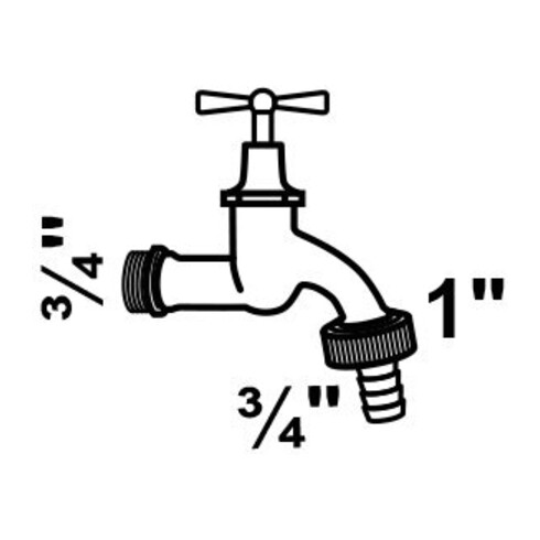 KIRCHHOFF MS Robinet de vidange à poignée, chrome, 3/4"AG x 1"AG x 3/4"T