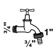 KIRCHHOFF MS Robinet de vidange à poignée, chrome, 3/4"AG x 1"AG x 3/4"T-3