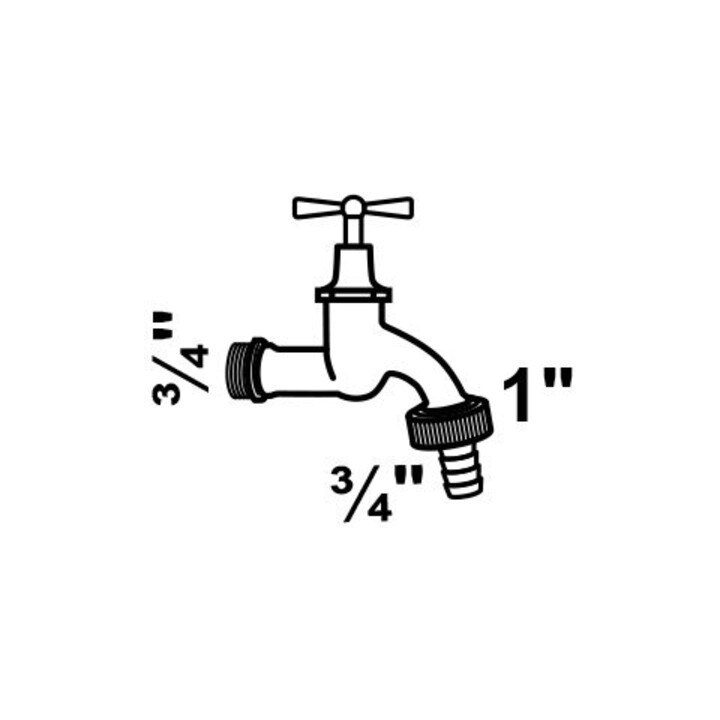 KIRCHHOFF MS Robinet de vidange à poignée, chrome, 3/4"AG x 1"AG x 3/4"T