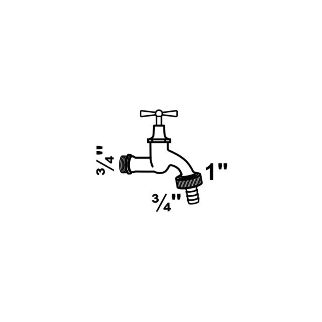 KIRCHHOFF MS Robinet de vidange à poignée, chrome, 3/4"AG x 1"AG x 3/4"T