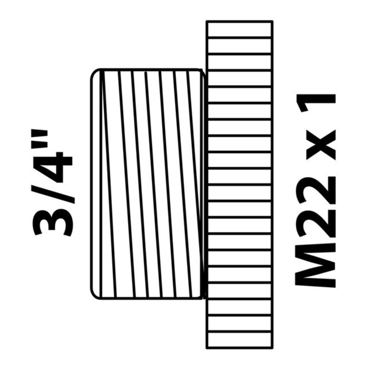KIRCHHOFF MS Übergangsstück, Chrom 3/4"AG x M22IG