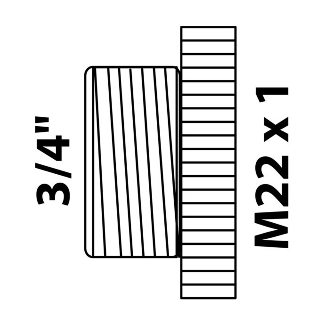 KIRCHHOFF MS Übergangsstück, Chrom 3/4"AG x M22IG