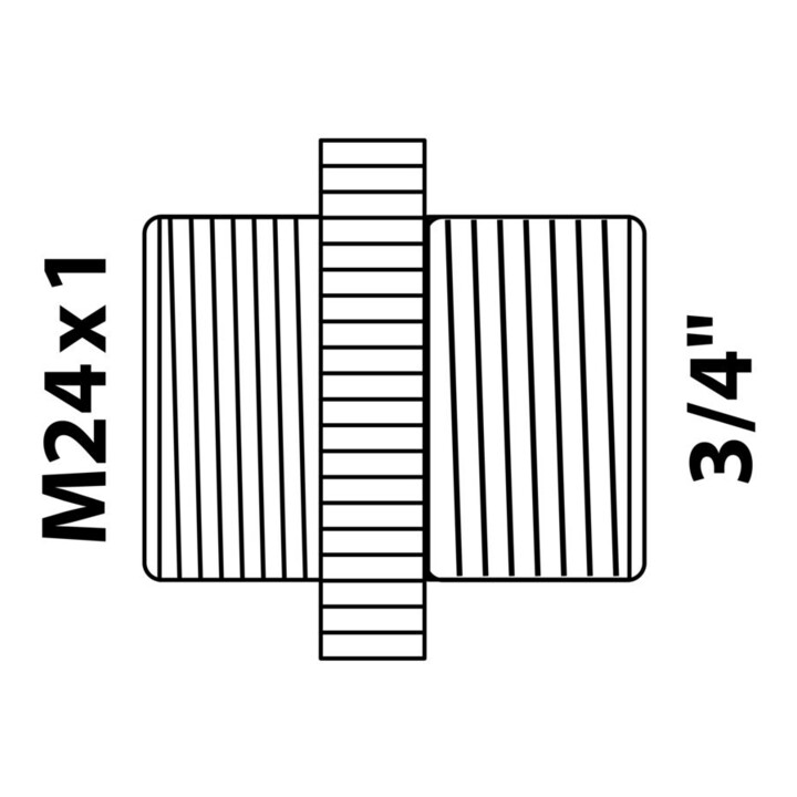 KIRCHHOFF MS Übergangsstück, Chrom 3/4"AG x M24AG