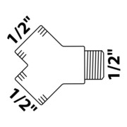 KIRCHHOFF MS Y-Verteilerstück, Chrom, 1/2"IG x 1/2"AG-3