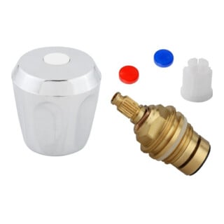 KIRCHHOFF Poignée de capot, chrome, 3/8", avec valve, marquage bleu/rouge/blanc