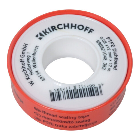 KIRCHHOFF PTFE Gewindedichtband, 0,08x12 mmx12m