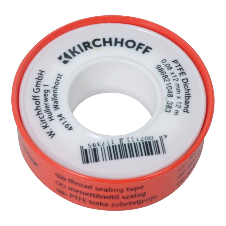 KIRCHHOFF PTFE Gewindedichtband, 0,08x12 mmx12m