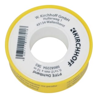 KIRCHHOFF PTFE Gewindedichtband, 0,1x12mmx12m, DVGW