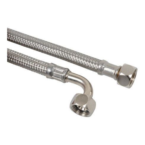 KIRCHHOFF Raccord réservoir chasse d'eau flexible 3/8"IG x 200 mm x 3/8"IG, angle 90° unilatéral