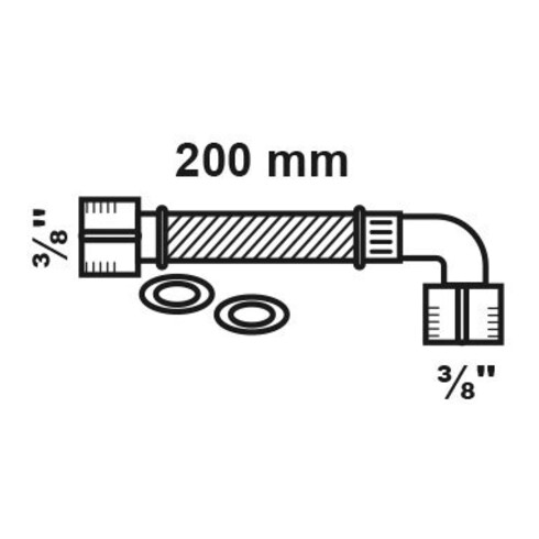 KIRCHHOFF Raccord réservoir chasse d'eau flexible 3/8"IG x 200 mm x 3/8"IG, angle 90° unilatéral