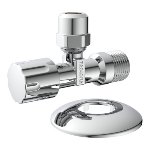 KIRCHHOFF Robinet d'arrêt d'angle, 3/8"AG x 3/8"AG x 10 mmQ, avec rosace de pression