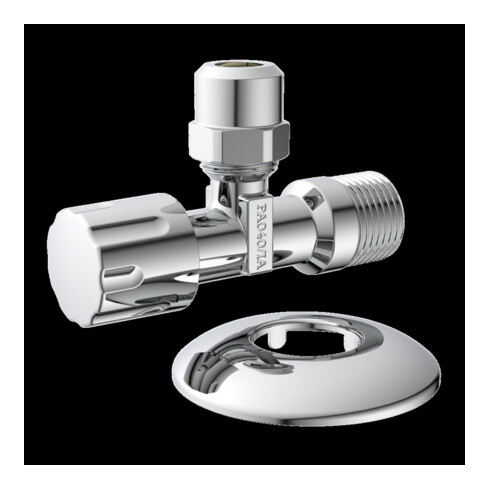 KIRCHHOFF Robinet d'arrêt d'angle, 3/8"AG x 3/8"AG x 10 mmQ, avec rosace de pression