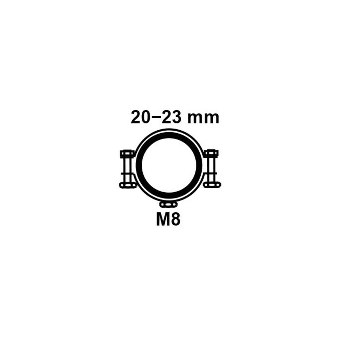 KIRCHHOFF Rohrschelle, 20 - 23 mm, schallgedämmt, für 1/2", mit M8 Gewindemuffe