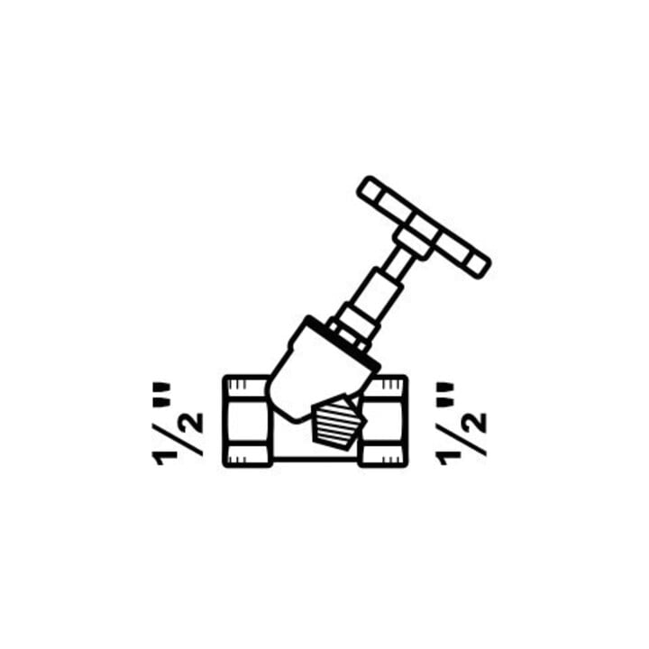 KIRCHHOFF Schrägsitzventil, 1/2", mit Entleerung