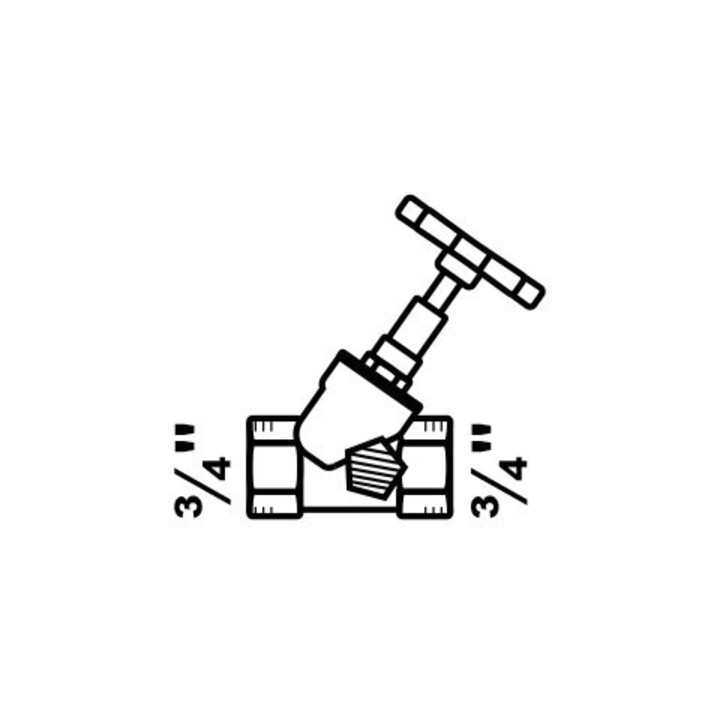 KIRCHHOFF Schrägsitzventil, 3/4"IG, mit Entleerung