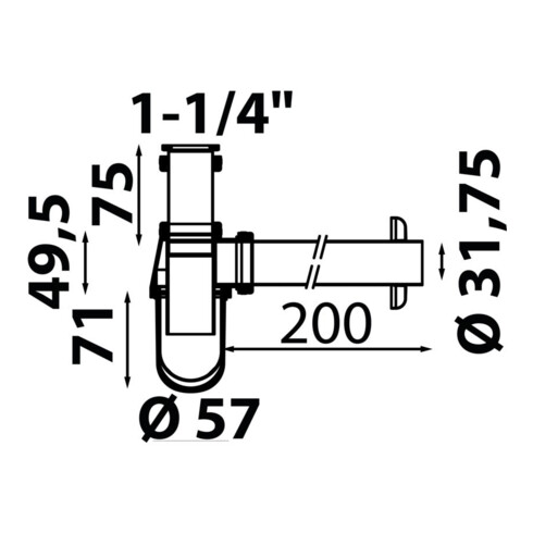 KIRCHHOFF Siphon bouteille, chrome, 1 1/4" x 32 mm